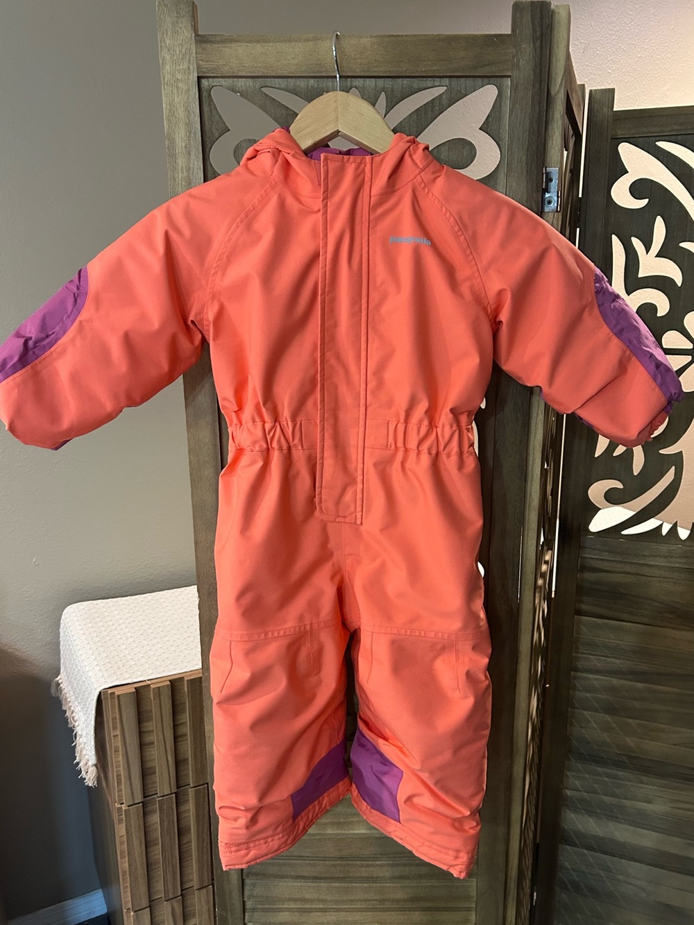 Patagonia Coral Pink Snow Pile One-Piece Snowsuit Size 2T